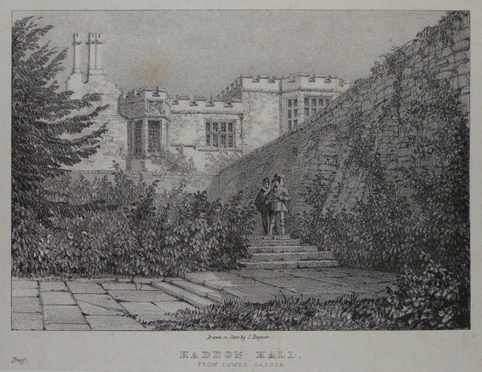 Lithograph - Haddon Hall From Lower Garden - 
